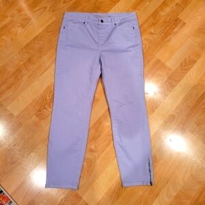 Soft Surroundings Lilac Ankle Zipper Jeans Size M size 34 waist